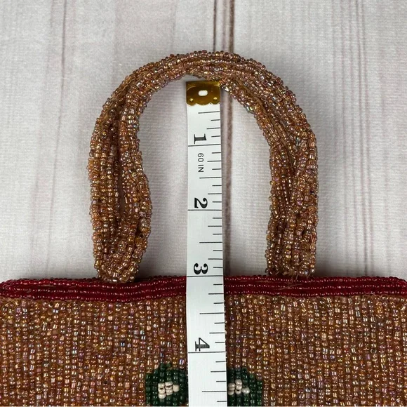 Vintage Moyna Hand Beaded Evening Bag Wristlet Phone Purse Small Sun Seed Pocket - Picture 12 of 12